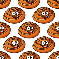 Seamless pattern of happy smiling Danish pastries