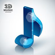 Trendy blue slim musical note 3d modern style icon isolated