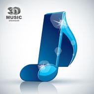 Trendy blue slim musical note 3d modern style icon isolated N2
