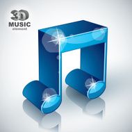 Funky blue musical note 3d modern style icon isolated