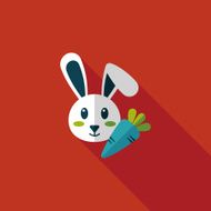 Pet rabbit flat icon with long shadow eps10 N26