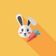 Pet rabbit flat icon with long shadow eps10 N27