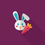 Pet rabbit flat icon with long shadow eps10 N28
