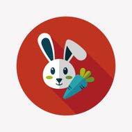 Pet rabbit flat icon with long shadow eps10 N30