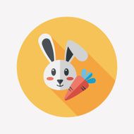 Pet rabbit flat icon with long shadow eps10 N31