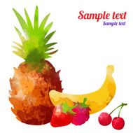 Set watercolor silhouettes fruit and berries isolated