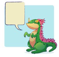 dinosaur monster with word bubble
