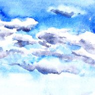 watercolor drawing clouds N10