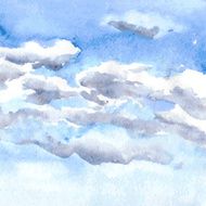 watercolor drawing clouds N14