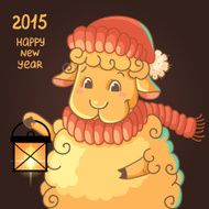 New Year Card with cute lamb in hat N2