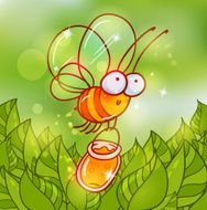 cute cartoon bee with bucket of honey N5