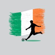 Soccer Player action with Republic of Ireland flag on background N2