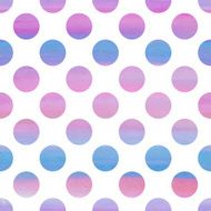 Seamless pink and blue watercolor pattern with polka dots