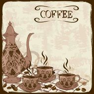 Illustration with coffee pot and cups N2