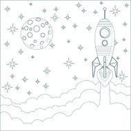 Rocket moon in sky with space for text
