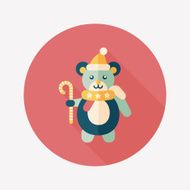 Christmas teddy bear flat icon with long shadow eps10