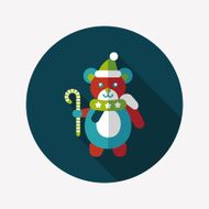 Christmas teddy bear flat icon with long shadow eps10 N3