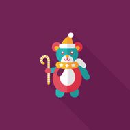 Christmas teddy bear flat icon with long shadow eps10 N6