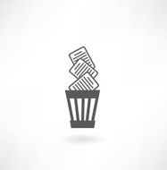 bin with documents icon