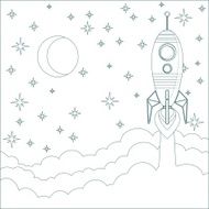 Rocket moon in sky with space for text N2