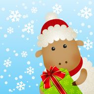 Funny sheep with gift box