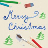 merry christmas brushed on paper