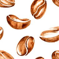 Watercolor coffee beans seamless pattern N2