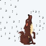 Cute fluffy cartoon dog howling N2