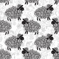 Sheep pattern vector background N6