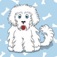 Seamless pattern with white fluffy dog