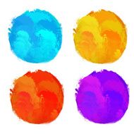 Set watercolor circle paint stains isolated