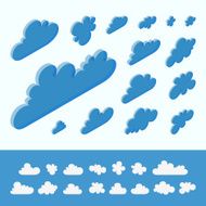 Cloud shapes collection 3d vector illustration Abstract design N2