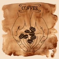 Human hands holding coffee beans N2