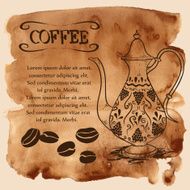 Coffee pot on a watercolor background N2
