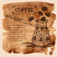 Coffee copper turk on a watercolor background N2