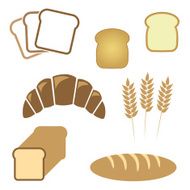 Set of white bread bakery icons N2