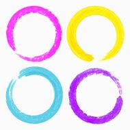 Set of Watercolor Colorful Grunge Circle Stains