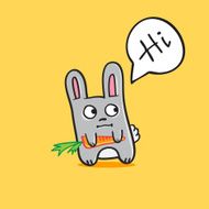 Vector funny cartoon bunny with carrot N2