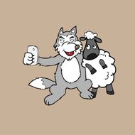 Selfie wolf and sheep