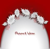 Red abstract background with white and red leaves
