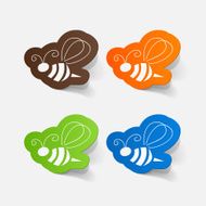 Realistic paper sticker Bee N2