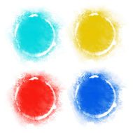 Set watercolor rainbow circle paint stains isolated
