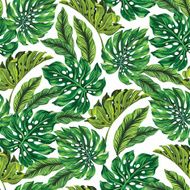 vector pattern with tropical leaves