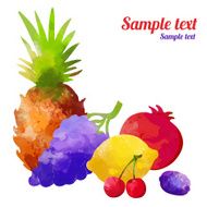 Set watercolor silhouettes fruit and berries isolated N2
