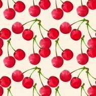 Seamless pattern with watercolor cherry N6