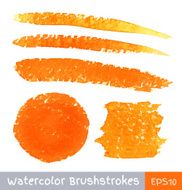 Set of Orange Watercolor Brush Strokes N3