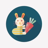 Rabbit with carrot flat icon long shadow eps 10 N18