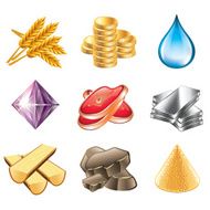 Game resources icons vector set