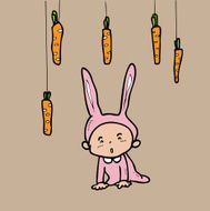 Rabbit boy and carrot