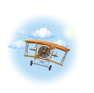 Vintage propeller-powered aircraft in the sky